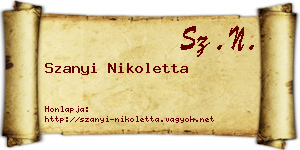 Szanyi Nikoletta névjegykártya